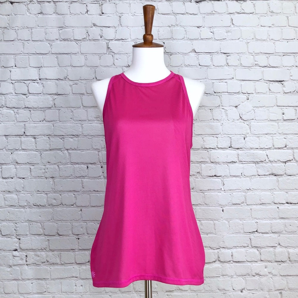 Athleta Pink Racerback Mesh Tank